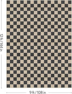 LIVEBOX 9x12 Area Rugs for Living Room, Checkered Non-Slip Washable Rugs, Farmhouse Neutral Classic Geometric Large Boys Area Rug for Bedroom, Carpet for Living Dining Room Office(Black,9'x12')