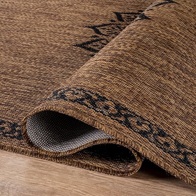 CAMILSON Outdoor Rug 5x7 Medallion Gold Modern Area Rugs for Indoor and Outdoor Patios Kitchen and Hallway Mats Washable Porch Deck Outside Carpet (Medallion Gold 5 x 7)