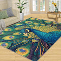 Peacock Rug 6x9-6x9 Rug, Wonderful Peacock Area Rugs for Bedroom, Teal Turquoise Rugs for Living Room, Modern Style Washable Mat, Malachite Green Feather Carpet - Peafowl Home Decor & Gifts