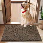 COSY HOMEER Door Mat 24”x36”,Absorbent Dirt Trapper Entryway Rugs,Non-Slip Welcome Mat,Washable Entry Rugs,Low Pile Doormat for Front Back Door,Wet Shoes & Paws,Brown