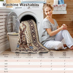 4x6 Mousse Brown Area Rug for Living Room, Machine Washable Rugs with Non-Slip Backing for Bedroom, Vintage Medallion Carpet Kitchen Laundry Kids Room Decor