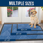 Kitinjoy Front Door Mat Outside Entrance, Sturdy Natural Dirt Trapper, Heavy Duty Rubber Doormat, Low Profile Non-Slip Backing, Easy Clean Floor Mat for Indoor Outdoor Entry, 47X32 Inch, Blue