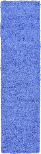 Unique Loom Solid Shag Collection Area Rug (2' 7" x 10' Runner, Periwinkle Blue)