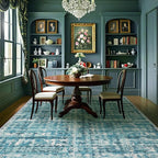 5x7 Abstract Area Rugs for Living Room, Modern Teal Blue Washable Indoor Rug for Bedroom, Thin Soft Large Non-Slip Carpet for Dining Room Home Office Farmhouse Decor