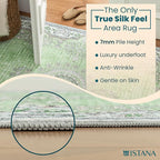 Istana Hallway Runner Rug 2.5x8 - Green Kitchen Rugs Non Slip Washable -Silk's Soft Touch Carpet Runner - Stylish Rugs for Home