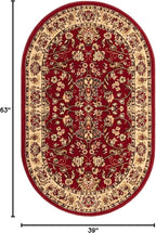 Unique Loom Sialk Hill Collection Area Rug - Washington (3' 3" x 5' 3" Oval Burgundy/Cream)