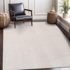 CAMILSON Easy Jute Rug 5x7, Indoor Outdoor Off-White Color Fiber Area Rugs for Living Room Patio and Kitchen Rug Herringbone Seagrass Woven Design Easy-Cleaning Washable Outside Carpet Alfombras 5 x 7