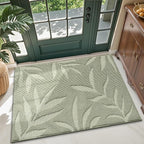 LUMI Front Door Mat Indoor Entrance 48"x72", Low Profile Welcome Mat, Non-Slip Washable Doormat with Rubber Backing for Entrance, Patio, Garage, Green