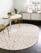 Unique Loom Glam Collection Area Rug - Trellis (4' 1" x 6' 1" Oval, White Silver/ Silver)