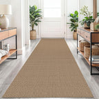 Braided Runner Rug 2.6x10 Ft Washable Runners for Hallways Non Slip Kitchen Runner Rug Cotton Long Entryway Runner Indoor, Woven Carpet for Hall Kitchen Entryway, Orange/Tan/Brown