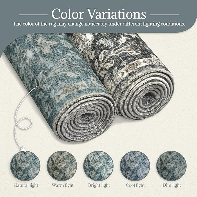 Washable 2'x3' Non Slip Rug Vintage Soft Low Pile Lightweight Boho Area Rugs for High-Traffic Areas (Entryway, Kitchen, Hallway), Farmhouse Decor