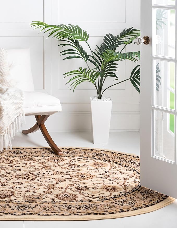 Unique Loom Sialk Hill Collection Area Rug - Washington (7' 10" x 10' Oval Ivory/Black)