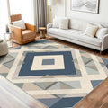 Geometric Rug, Washable 4x5 Rug for Living Room, Modern Abstract Patterned Indoor Carpet, Geometric Decor for Home, Bedroom, Soft Non Slip Thin Design FER95