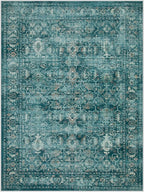 Lahome Vintage 9x12 Washable Blue Rugs for Living Room Bedroom, Boho Dining Room Rugs for Under Table, Soft Non Slip Indoor Throw Carpet for Home Office Playroom (9x12ft,Blue)