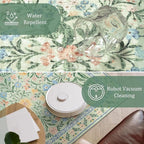 Morebes Washable Area Rugs 5x7 for Living Room, Boho Floral Green and Pink Nursery Rug Non Slip, Soft Vintage Flower Indoor Floor Carpet for Bedroom Dining Room, Sage Green