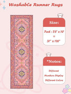 SERISSA Runner Rug for Hallways, 2'6"x10' Washable Non Slip Kitchen Runner Rug, Ultra Soft Cute Boho Aesthetic Rug Long Fuchsia Pink Floor Carpet for Bedroom Bathroom Laundry Living Room