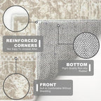KILOCOCO Area Rug 3x5 Entryway Rug Washable Printed Vintage Floral Rubber Backed Non Slip Indoor Kitchen Rugs for Living Room Laundry Room Playroom Mudroom Moroccan Area Rugs, Beige