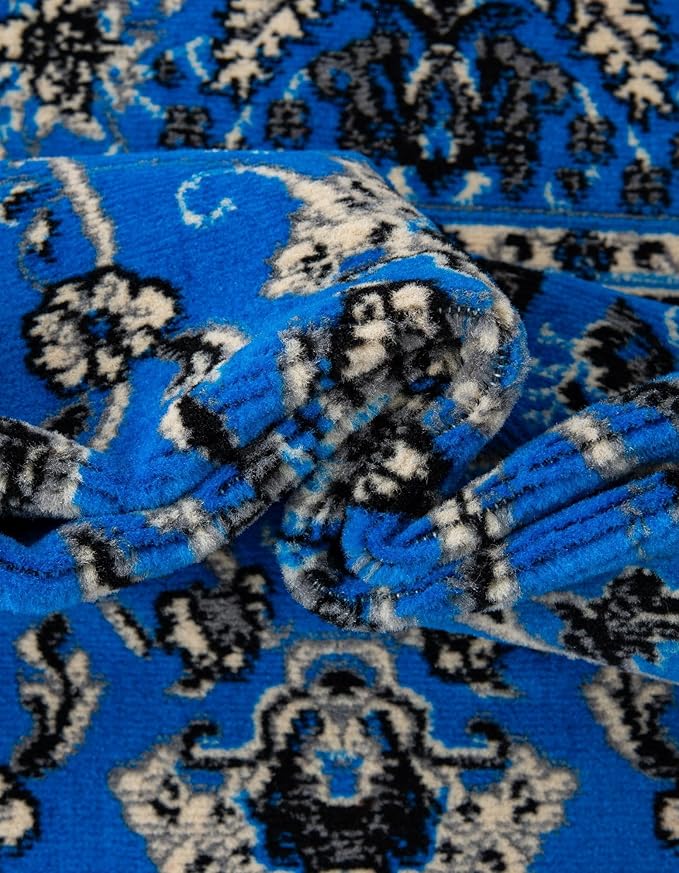 Unique Loom Sialk Hill Collection Area Rug - Washington (2' 2" x 8' 2" Runner Dark Blue/Black)