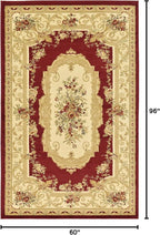 Unique Loom Versailles Collection Traditional Classic Floral Motif Area Rug (5' 0 x 8' 0 Rectangular, Burgundy/ Ivory)