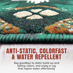 YHSF South West Native American Area Rug C318 - Easy Clean, Thick, Soft, Durable Native Tribal American Indian Inspired Rug for Bedroom/Living Room and More - Hunter Green, 2 Feet x 3 Feet 4 Inches
