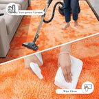 Mottling Orange Fluffy Rug Shaggy Area Rug, 4x6 Area Rugs for Girls Bedroom, Soft Cute Baby Play Mat, Indoor Floor Carpet for Teen, Nursery, Preppy Dorm, Plush Aesthetic Bedside Rug