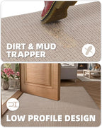 Color&Geometry Front Door Mat Indoor Non Slip Rubber Backing, 24"x36" Ultra Thin Entryway Doormat, Soft Absorbent Inside Doormat Washable Easy Clean Rugs for Entryway, Beige (Rolled-up NO Creases)
