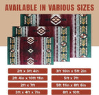 YHSF South West Native American Area Rug C318 - Easy Clean, Thick, Soft, Durable Native Tribal American Indian Inspired Rug for Bedroom/Living Room and More - Burgundy, 5 Feet x 7 Feet