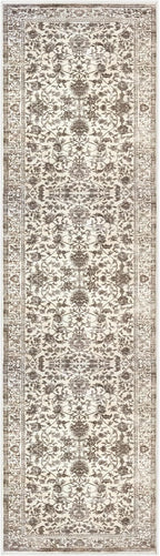 KILOCOCO Hallway Runner 2x8 Rug Runner Printed Vintage Floral Washable Kitchen Runners Non-Slip Rubber Backed Runners for Hallways Laundry Room Distressed Boho Rugs for Entryway Bedroom, Beige/Brown