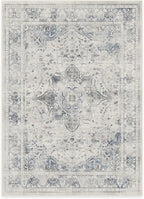 RUGGABLE Washable Vintage Area Rug – Sarrah Blue Quartz 5x7, Stain-Resistant, Non-Slip – Medium Machine Washable Rugs for Living Room, Bedroom, Hallway, Entryway & Office–with Cushioned Pad