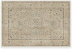 RUGGABLE Washable Vintage Area Rug – Kamran Ivory Opal 2x3, Stain-Resistant, Non-Slip – Small Machine Washable Rugs for Living Room, Bedroom, Hallway, Entryway & Bathroom–with Standard Pad