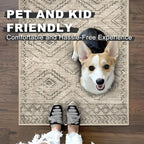 KILOCOCO Kitchen Runner Rug 2x6 Washable Runner Rug Soft Runners for Hallways Non Slip Printed Distressed Laundry Room Rugs, Low-Pile Runners for Entryway Bedroom Living Room, Beige/Gray/Green
