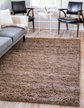 Unique Loom Solid Shag Collection Area Rug (9' x 12' Rectangle, Sandy Brown)
