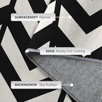 8x10 Black and White Chevron Rugs for Bedroom Decor, Washable Chevron Geometric Pattern Area Rug, Living Room Home Decoration, Non Slip Soft Thin, Modern Zigzag Decor Large Carpet PF-P 49