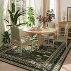 Rugcomf 5x7 Area Rugs Impressionist-Style Vintage Washable Area Rug Non Slip Low Pile Large Rugs for Living Room Bedroom Farmhouse Dining Room Kids Playroom, Green