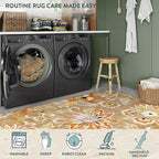 Lahome Floral Washable 2x3 Area Rug, Non-Slip Small Door Rugs for Entryway Indoor, Non-Shedding Tan Paisley Print Doormat Capet for Kitchen Bathroom Laundry Room Sink