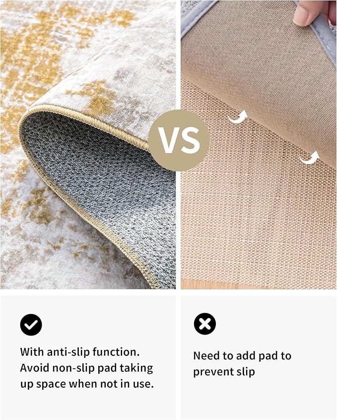 ILANGO Area Rug 9x12 for Living Room Bedroom Washable Rugs with Non Slip Backing High Traffic Indoor Carpet for Dining Room Dorm Non-Shedding & Fade Resistant Modern Rugs