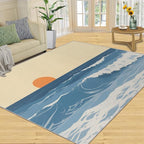 Boho Sun Area Rugs 6x9ft, Abstraction Deco Fluffie Rugs for Living Room, Minimalist Sunburst Nursery Rug with Under Rug Non Slip Tape for Bedroom Kids Room