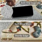 6ft Round Machine Washable Area Rug for Living Room, Beige Vintage Boho Floral Rug Large Non-Slip Low Pile Soft Faux Wool Carpet, Kids and Pets Friendly for Bedroom Nursery Farmhouse Home Decor Rug