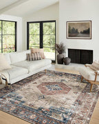 vivorug 9x12 Area Rugs for Living Room, Non Slip Machine Washable Vintage Rug, Ultra-Thin Lightweight Large Area Rug for Bedroom, Dining Room, Low Pile Brown