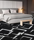 YIHOUSE Black Modern Geometric Area Rug 8x10, Black and White Rug with Abstract Diamond Patterns,Non-Shedding Washable Rugs for Bedroom, Home Office and Living Room