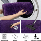 Soft Fluffy Area Rug for Bedroom, Purple Fuzzy Shaggy Oval Throw Rugs for Bedside, Non-Slip Cozy Plush Shag Carpet for Girls Kids Room Nursery Dorm Living Room, 2.6 x 5.3 Feet