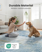 6x9 Area Rugs for Living Room, Modern Abstract Washable Rug with Non-Slip Backing & Low Pile Indoor Carpet for Nursery Room, Bedroom and Dinning Room, Light Blue