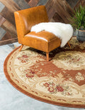 Rugs.com Chateau Collection Rug – 8 Ft Round Brick Red Medium Rug Perfect for Kitchens, Dining Rooms