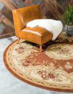 Rugs.com Chateau Collection Rug – 6 Ft Round Brick Red Medium Rug Perfect for Kitchens, Dining Rooms