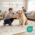 zesthome 9x12 Area Rugs for Living Room,Non-Slip Backing Washable Rugs,Vintage Large Area Rug，Stain Resistant Home Decor Rug