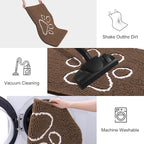 Smiry Dog Door Mat for Muddy Paws, Absorbent Dirt Trapper Non Slip Quick Dry Washable Chenille Mat for Mud Dogs, Entry Rug for Indoor and Outdoor (30x20 Inches, Coffee and White)