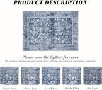 Area Rug 5×7, Vintage Boho Rug,Ultra-Soft Low Pile, Washable, Non Slip,Stain Resistant Printed Carpet for Living Room Bedrooms Playroom Office Kitchen, Stone/Blue