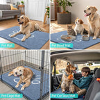 Smiry Dog Door Mat for Muddy Paws, Absorbent Dirt Trapper Non Slip Quick Dry Washable Chenille Mat for Mud Dogs, Entry Rug for Indoor and Outdoor (71x46 Inches, Airy Blue and White)