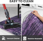 3x5 Modern Abstract Area Rug for Entryway, Purple White Super Soft Washable Rug with Non-Slip, Low-Pile Door Mat Indoor for Living Room Bedroom, Carpet with Non-Shedding