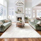 8x10 Solid Fluffy White Area Rug – Washable, Durable, Extra Large Living Room Rug, Non-Slip High Pile Shag Rugs for Bedroom, Playroom, Nursery Rooms, Kids Room, Soft Indoor Floor Carpet Decor